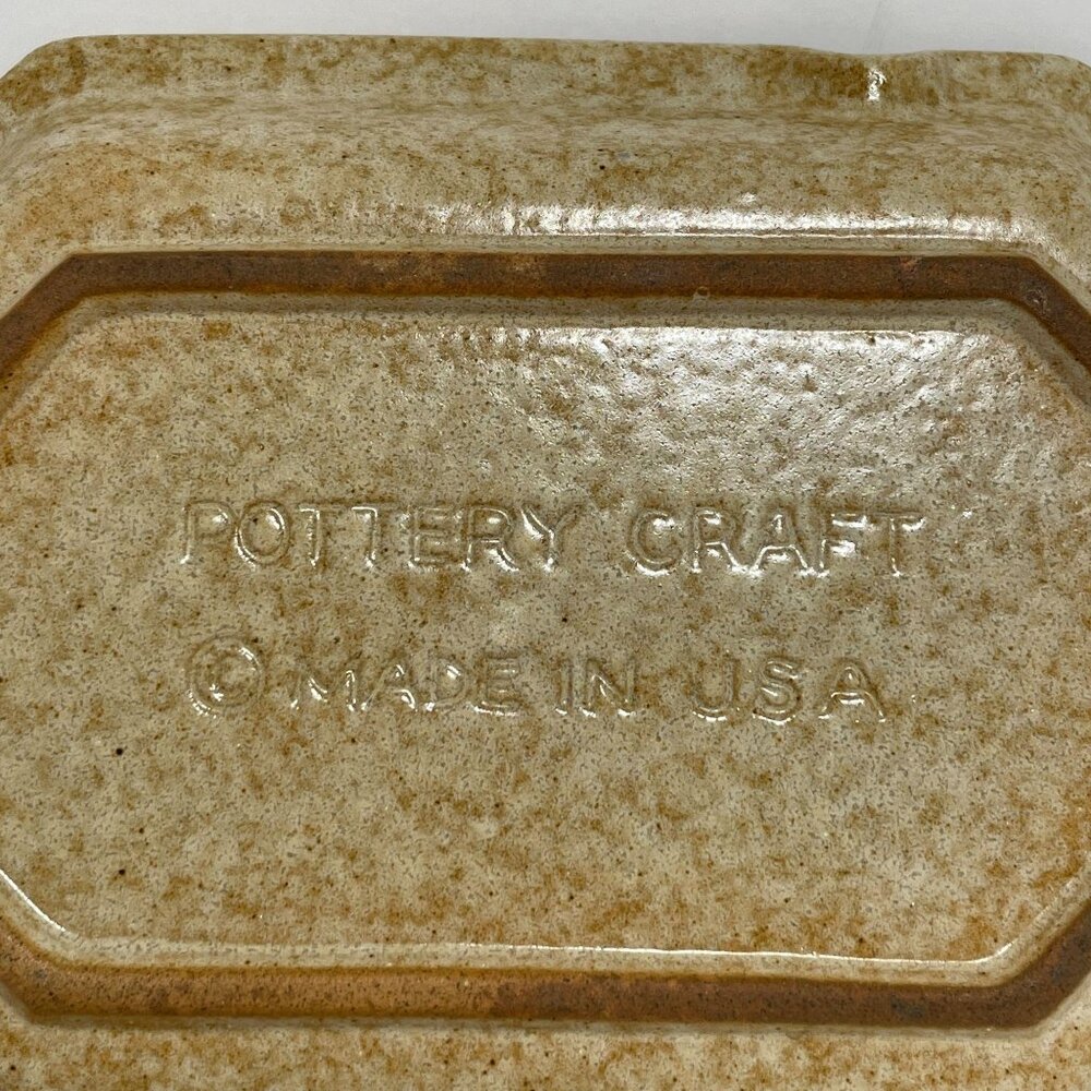 Pottery Craft Ceramic Mid Century Modern Ashtray Made In USA Tan Leaf Design - Picture 6 of 6